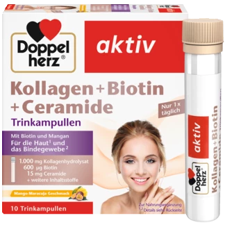 Abbildung der Produktverpackung Doppelherz aktiv Kollagen + Biotin + Ceramide Frontansicht